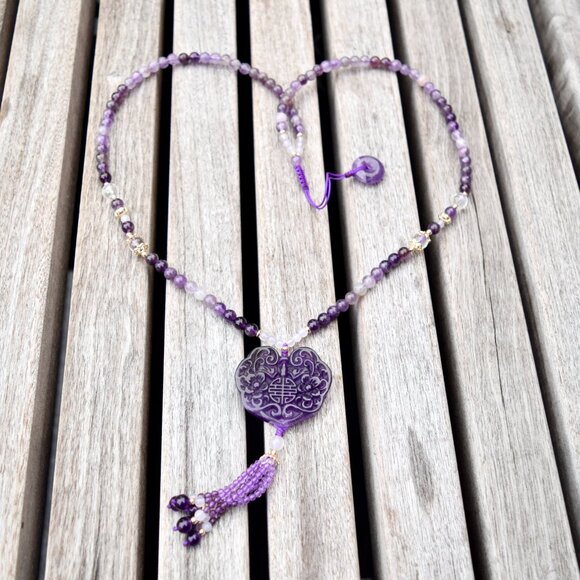 Amethyst Flora Lock Beaded Necklace - Picture 6 of 6